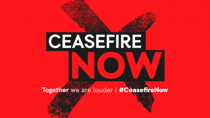 Ceasefire now graphic