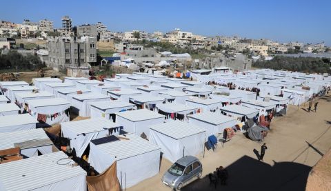 Camps set up for displaced people in Rafah. 