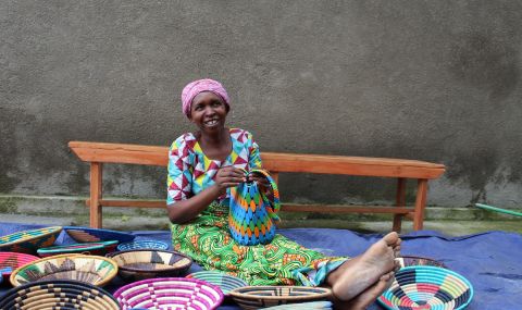 ActionAid supports women like Hilalie, 45, to develop skills including weaving, which help them break the cycle of poverty