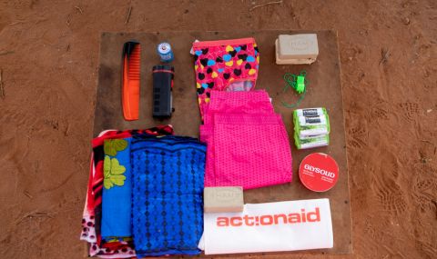 Contents of an essentials kit being distributed to women and girls in drought-hit Somaliland