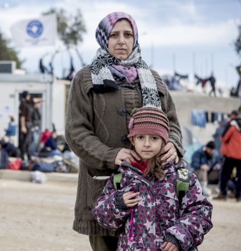 Rasal and her mum arrive in Moria camp in Lesvos, Greece