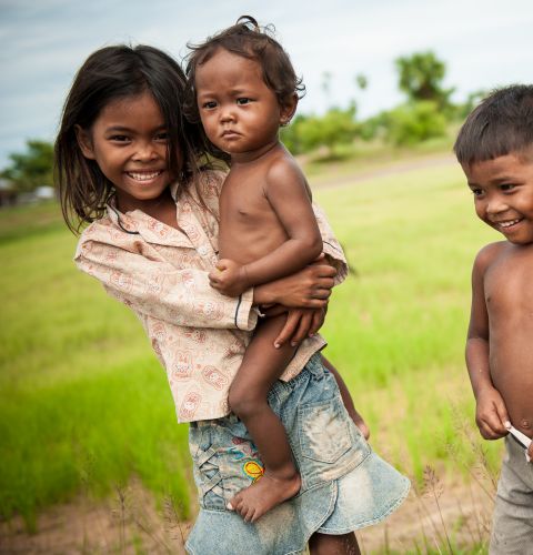 Children from a community supported by ActionAid in the province of Pursat, Cambodia
