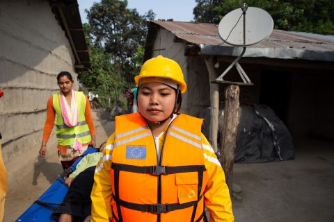 Antila, 24, Yuwa Bakheri, leads a group of community volunteers in Nepal.