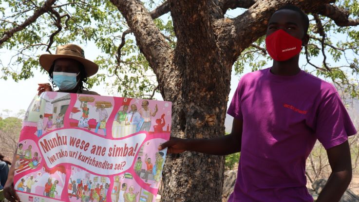 Male volunteers in Zimbabwe advocating for an end to violence against women and girls