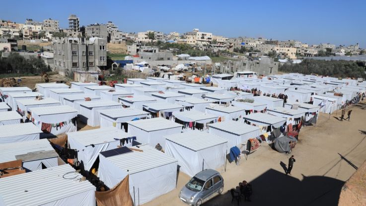 Camps set up for displaced people in Rafah. 