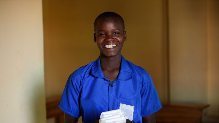Jeanne, 14, has been supported at her school in Rwanda to end period poverty and shame